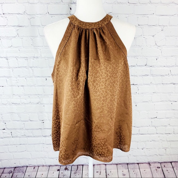 a new day Tops - A New Day Brown Leopard Print High Neck Tank Top